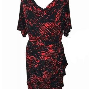 Lane Bryant 14/16w Red & Black cowl neck dress